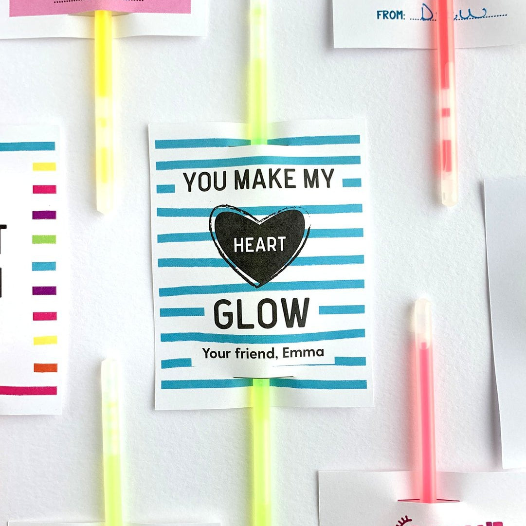 Valentines Day Glow Sticks Printable-glow stick tags-Paper Cute Ink