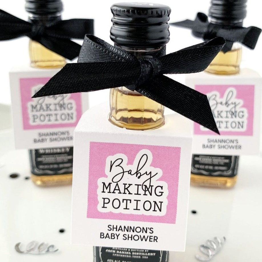 pink baby making potion tags
