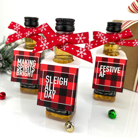 Buffalo Plaid Holiday Mini Bottle Tags Red Plaid