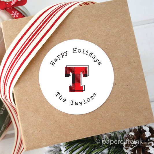 happy holiday christmas gift labels plaid