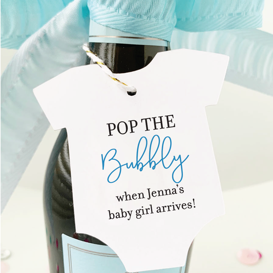 Pop the Bubbly Baby Shower Champagne Favor Tags