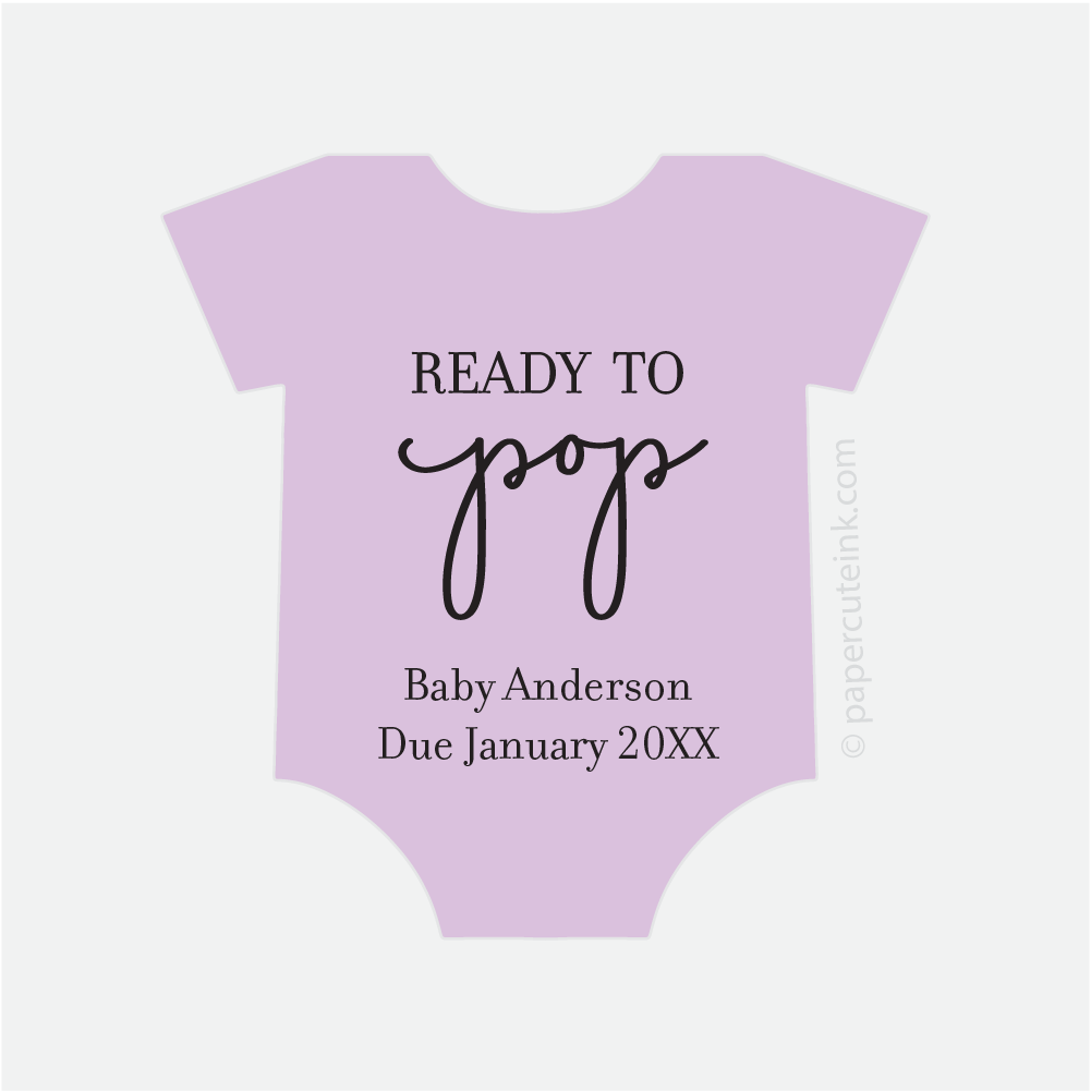 baby shower ready to pop baby shower stickers for popcorn favors in lavender