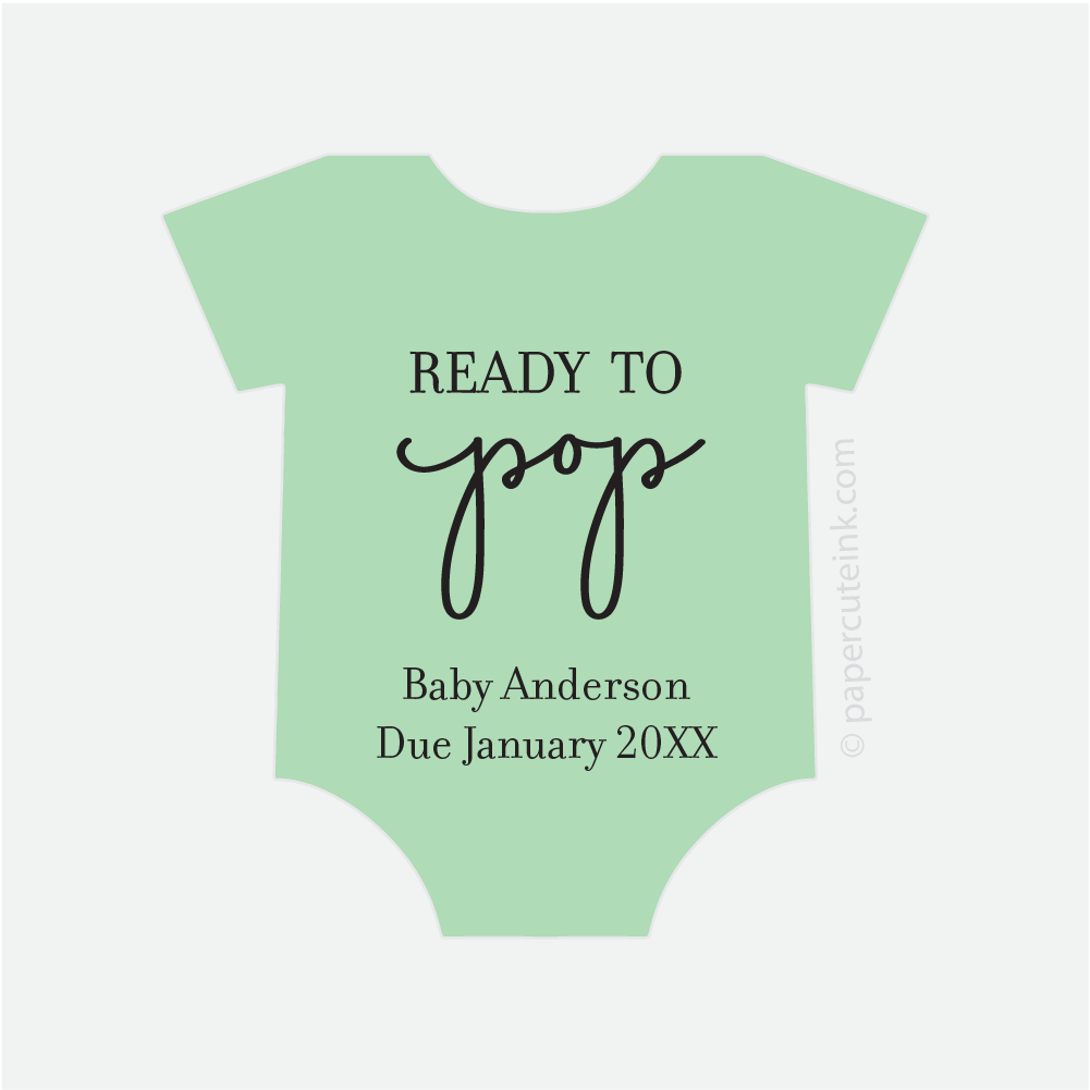 baby shower ready to pop baby shower stickers for popcorn favors in pastel green