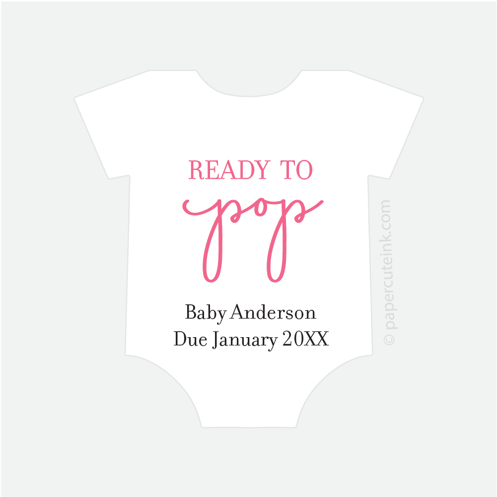 baby shower ready to pop baby shower stickers for popcorn favors in white pink