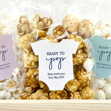 baby shower stickers labels ready to pop for popcorn favors