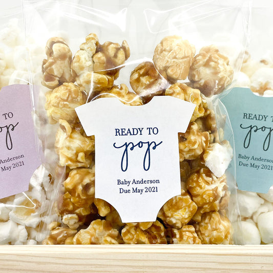 baby shower stickers labels ready to pop for popcorn favors