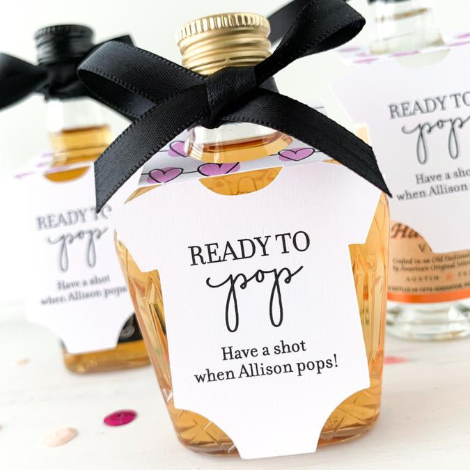 baby shower favors, baby shower mini bottle tags