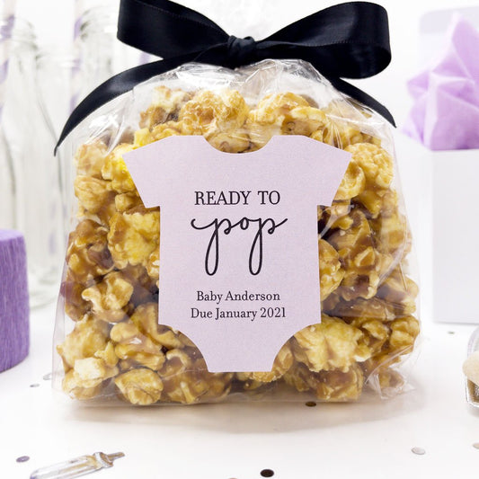 Baby Shower Ready to Pop Popcorn Labels-onesie labels-Paper Cute Ink