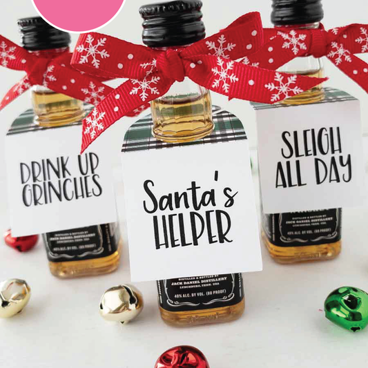 Print At Home Christmas Mini Bottle Tags Green Plaid