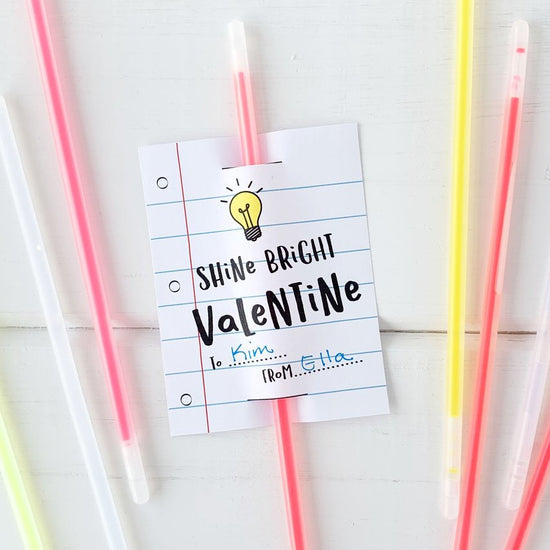 Shine Bright Glow Stick Valentine-instant download-Paper Cute Ink