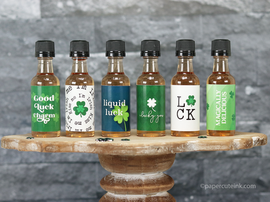 st pattys day luck of the irish mini liquor bottle labels