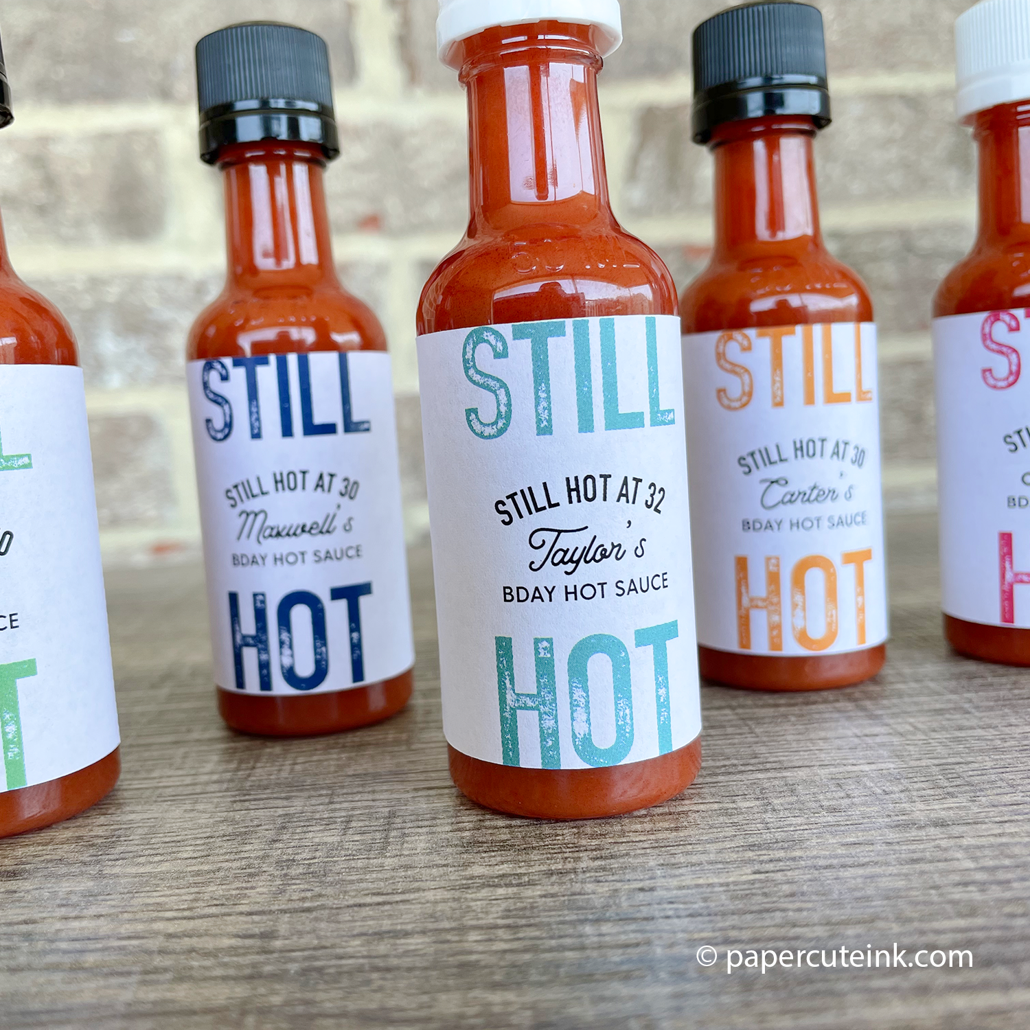 still hot at thirty 30th birthday miniature hot sauce bottle favorsl