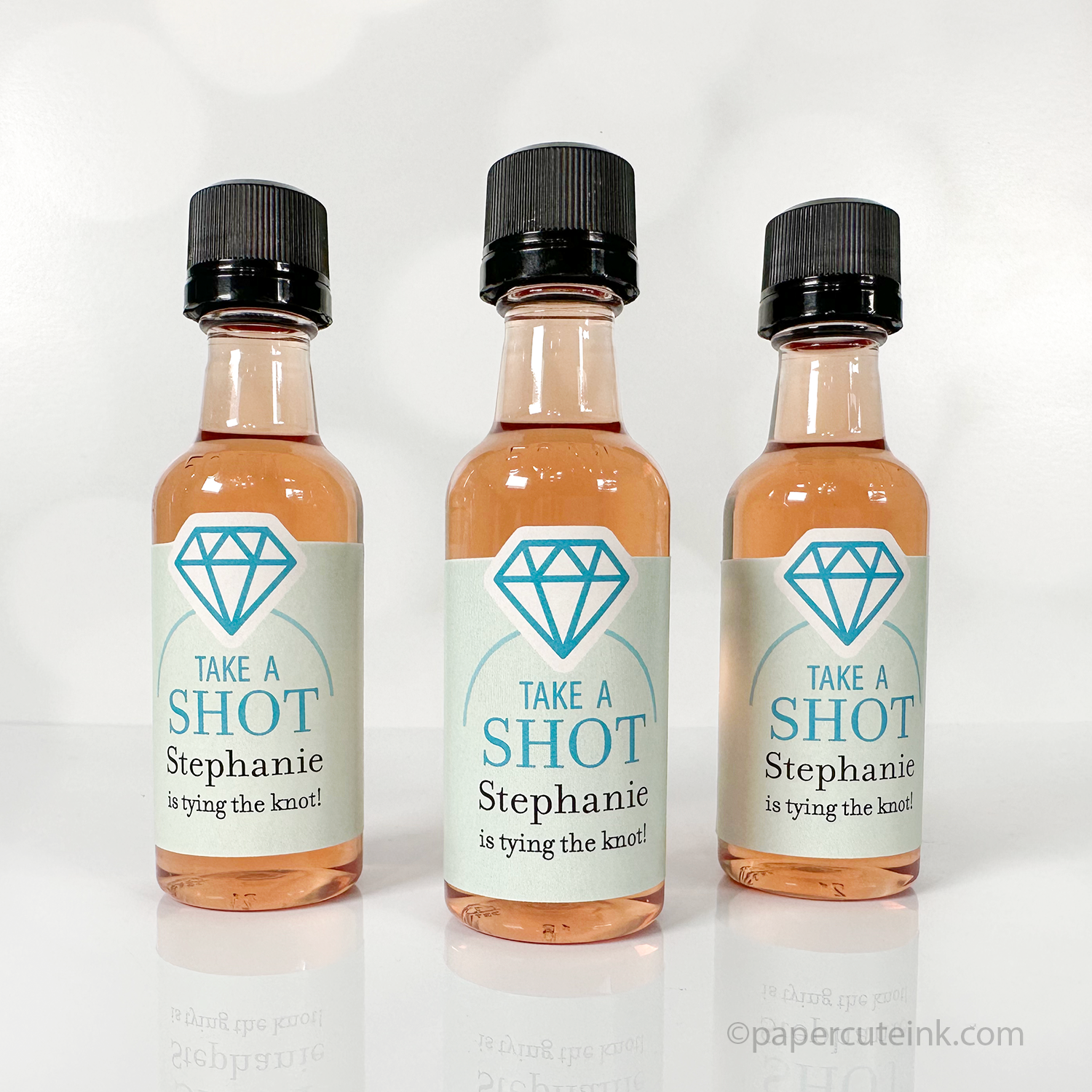 diamond ring engagement party favor mini liquor bottle labels