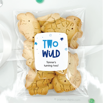 two wild birthday party stickers