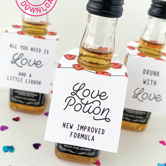 Fun Valentines Day Party Mini Liquor Tags