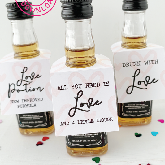 Valentines Day Party Mini Liquor Tags