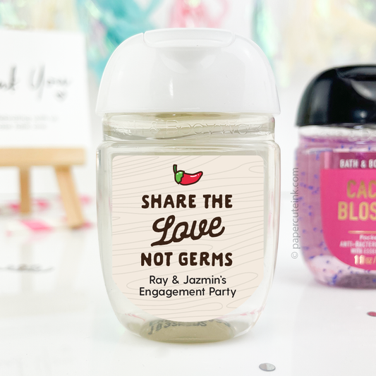 personalized sanitizer favor labels Red chili pepper custom
