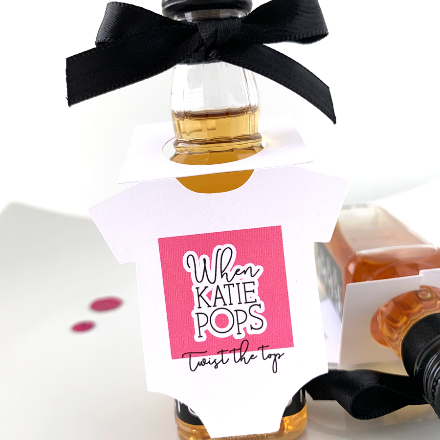 onesie mini bottle tag favors