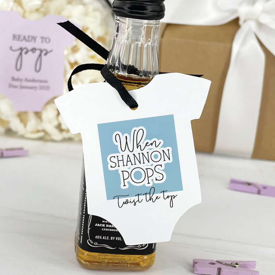 when she pops mini alcohol favor tags
