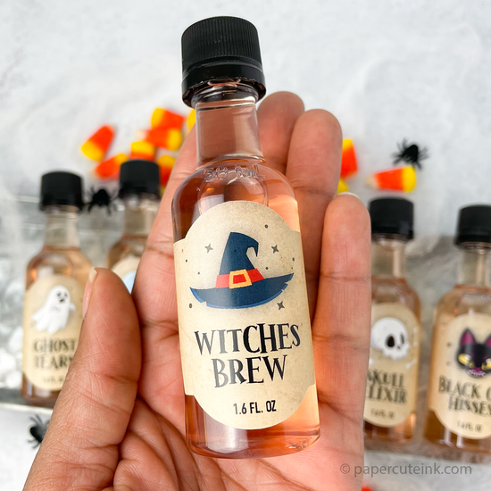 witches brew halloween wine bottle labels