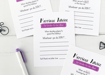 Funny Bridal Shower Advice Cards Game