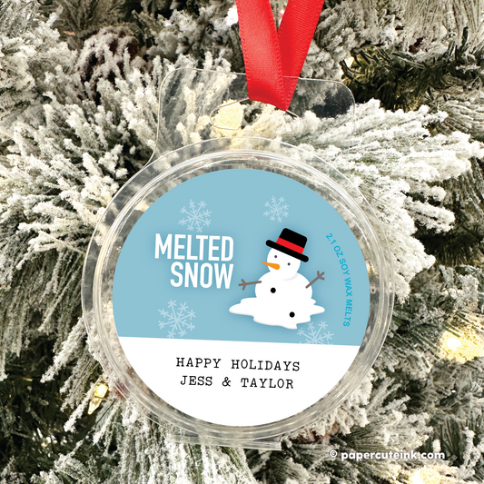 Melted Snow Wax Melt Holiday Ornament, Soy Tart Wax
