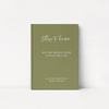 An olive green hardcover journal standing upright against a white background. The front cover features white text reading 'letters to heaven' in a cursive font, followed by 'ALL THE THINGS I WISH I COULD TELLYOU' and 'IN LOVING MEMORY OF AMANDA MILLER' in a serif font.