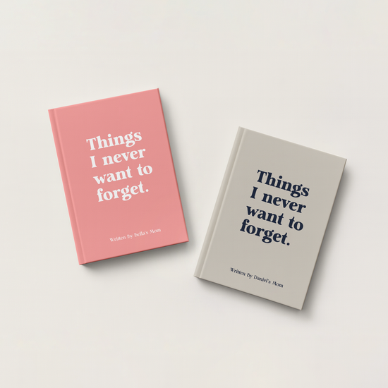 Two hardcover books with quote covers arranged on a light warm gray background. One book has a pink cover with white text, and the other has a light gray cover with dark navy text.