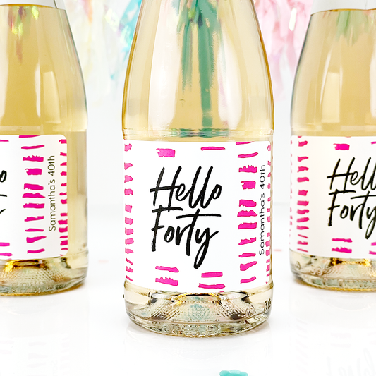 40th birthday mini wine and champagne bottle labels