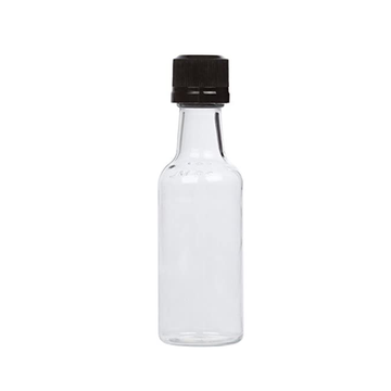 Empty 50ml Mini Plastic Alcohol Shot Bottles, Mini Sauce Bottles, Black Caps, Set of 12