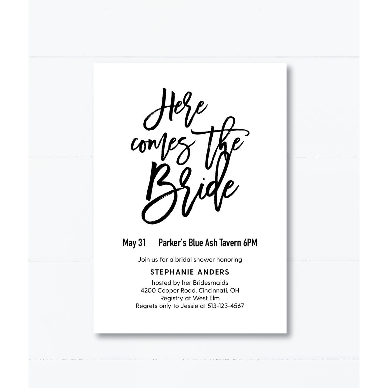 Here Comes The Bride Bridal Shower Invitation