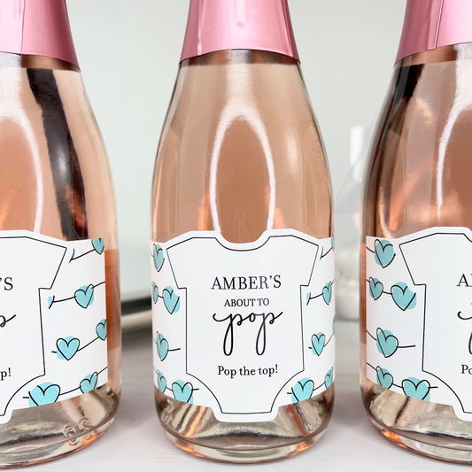 baby shower mini champagne bottle labels onesie labels