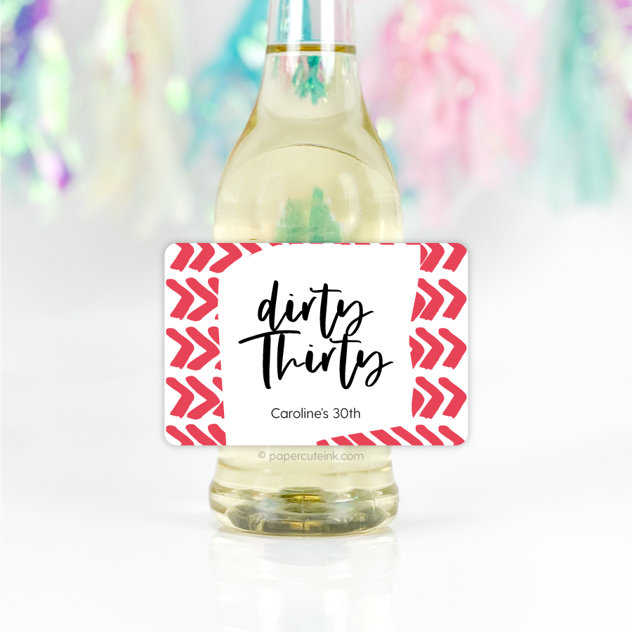 30th birthday mini bottle labels