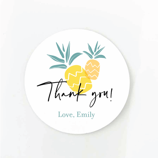 Aloha Baby pineapple baby shower favor labels
