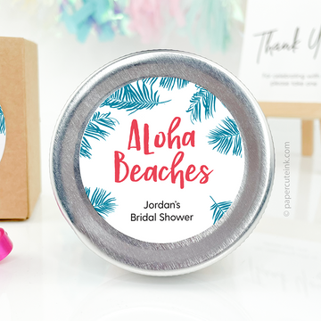 round bridal shower favor labels aloha beaches