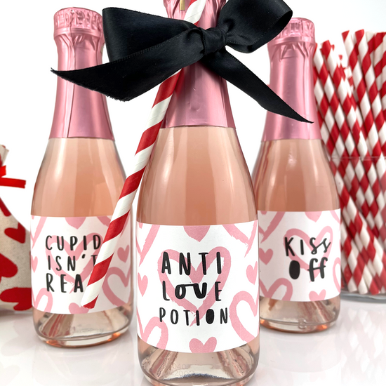 Anti Love Potion Valentines Day Mini Champagne Labels-mini champagne labels-Paper Cute Ink