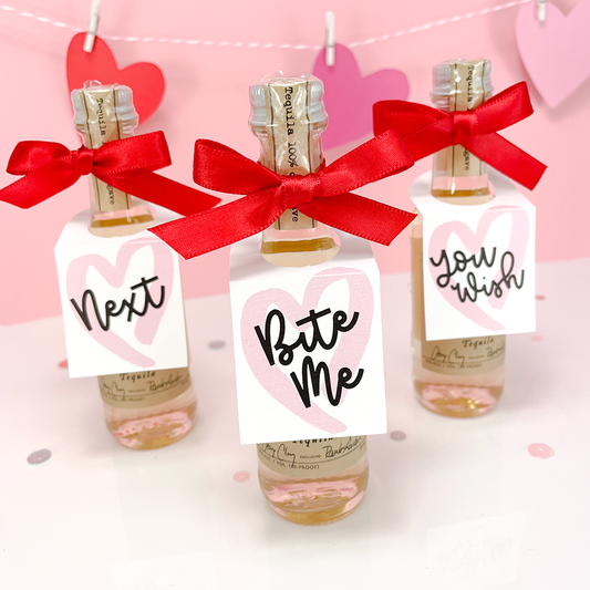 adult valentines day party favor tags for mini liquor bottles