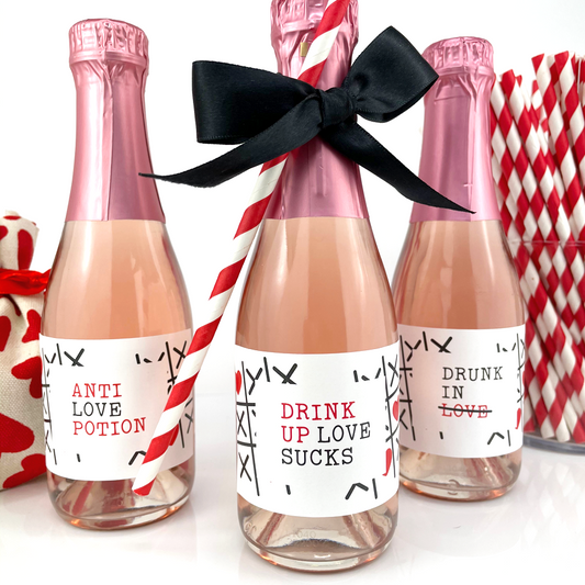 Fun Anti Valentines Day Mini Champagne Labels-mini champagne labels-Paper Cute Ink