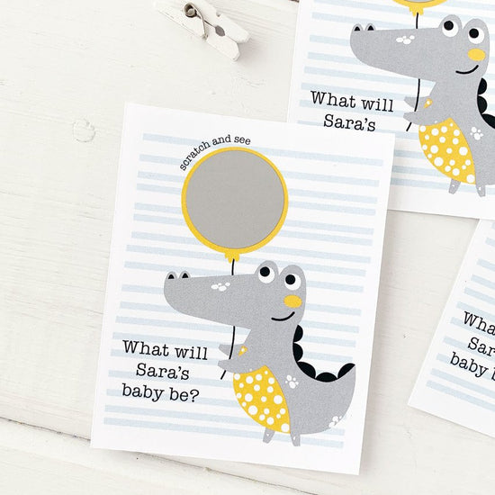 Baby Alligator Gender Reveal Scratch Offs-scratch off cards-Paper Cute Ink