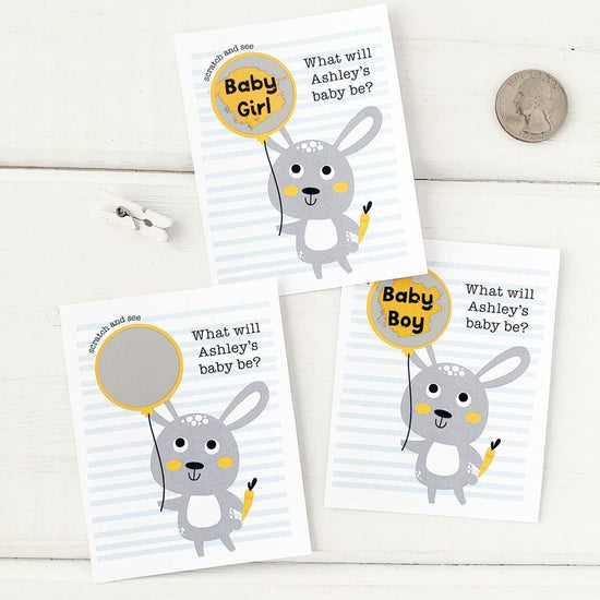 Baby Bunny Gender Reveal Scratch Offs-scratch off cards-Paper Cute Ink