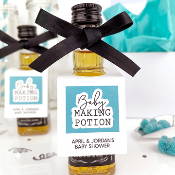 baby making potion tags blue baby shower