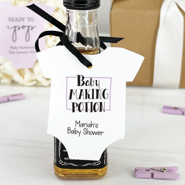baby making potion baby shower onesie tags