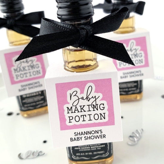Baby Making Potion Bottle Tags, Mini Liquor Favors, Baby Shower Gift ...