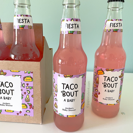 4pk craft soda bottle labels. Taco bout a baby shower favors