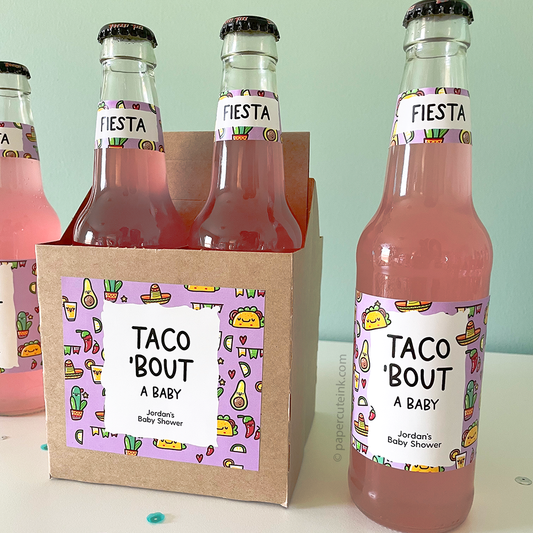 baby shower bottle labels for beer or craft soda bottles taco bout a baby