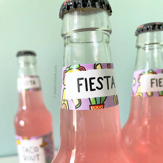 fiesta baby shower bottle labels for craft soda or beer bottles