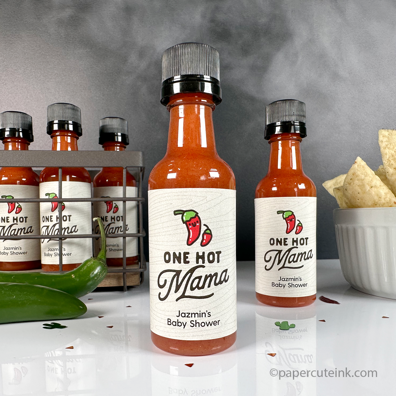 baby shower favors mini hot sauce bottle labels