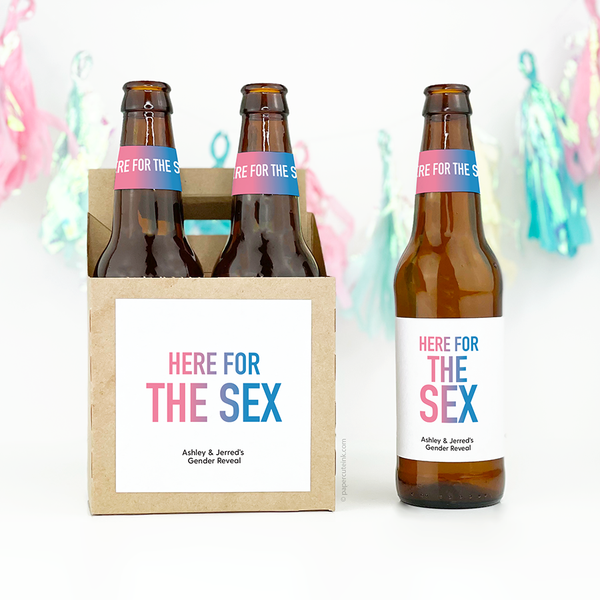 Gender Reveal Beer Bottle Labels, Baby Shower Party Favors Paper Cute Ink