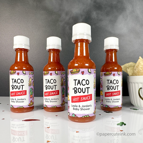 baby shower favors mini hot sauce bottles taco bout a baby