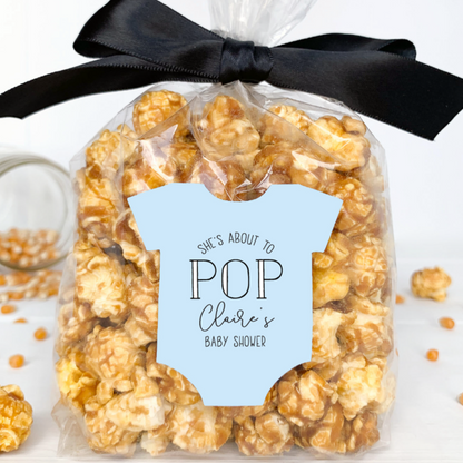 Baby Shower Shes About to Pop Popcorn Labels – Paper Cute Ink